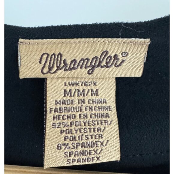 Wrangler Black Fringe Open Front Jacket Size M Western Country Dance Concert - Picture 5 of 7